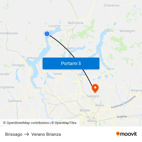 Brissago to Verano Brianza map