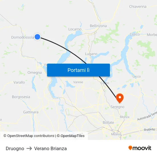 Druogno to Verano Brianza map