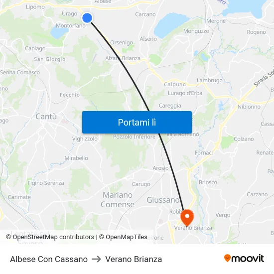 Albese Con Cassano to Verano Brianza map