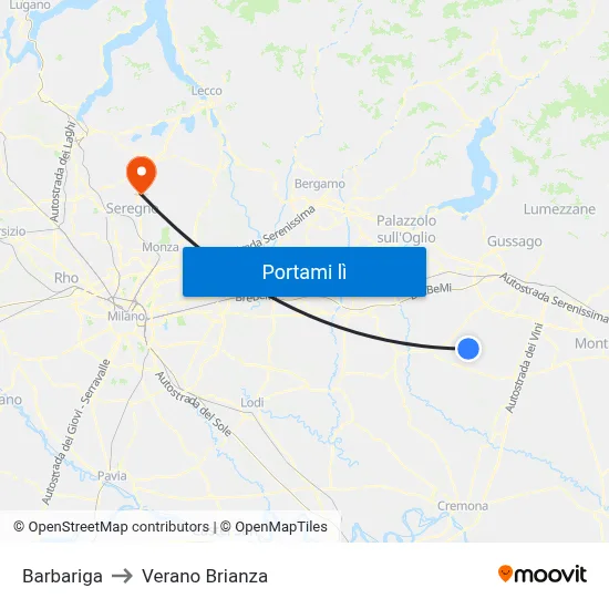 Barbariga to Verano Brianza map