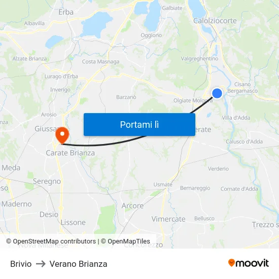 Brivio to Verano Brianza map