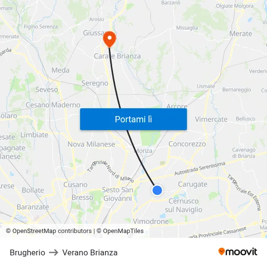 Brugherio to Verano Brianza map