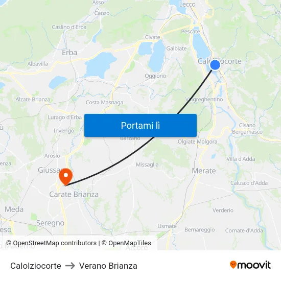 Calolziocorte to Verano Brianza map