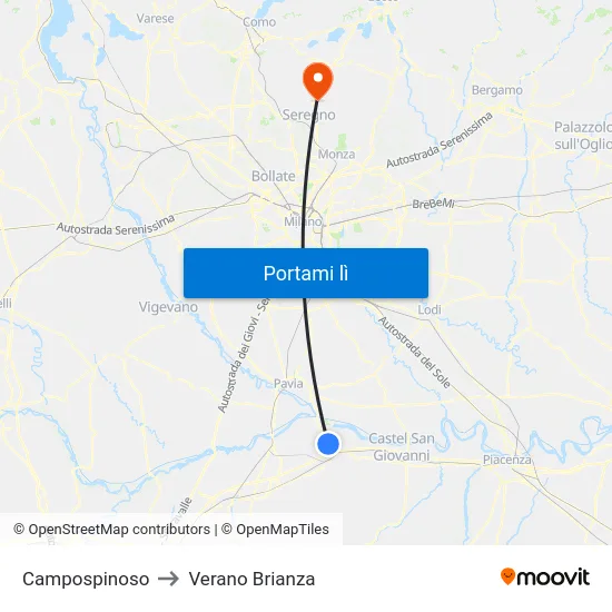 Campospinoso to Verano Brianza map
