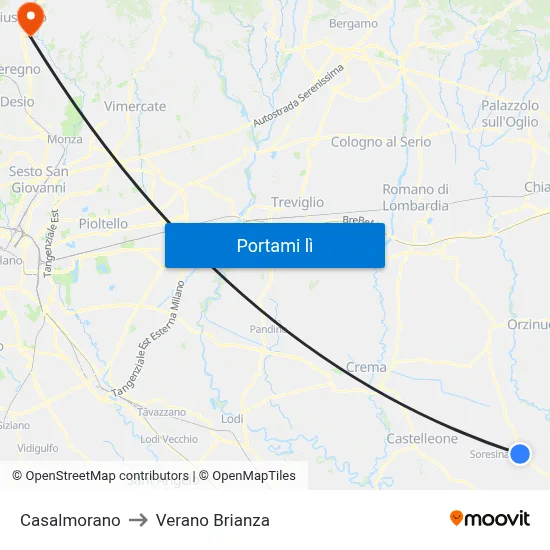 Casalmorano to Verano Brianza map