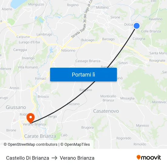 Castello Di Brianza to Verano Brianza map