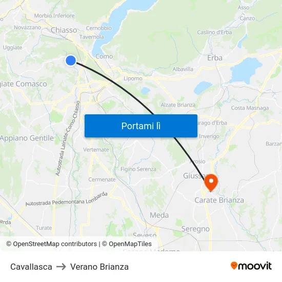 Cavallasca to Verano Brianza map