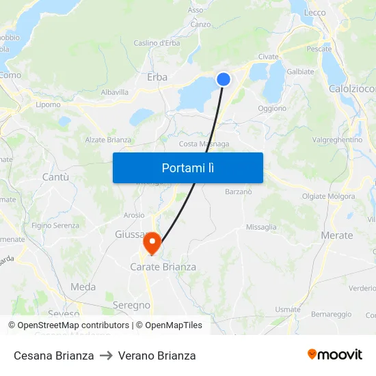 Cesana Brianza to Verano Brianza map
