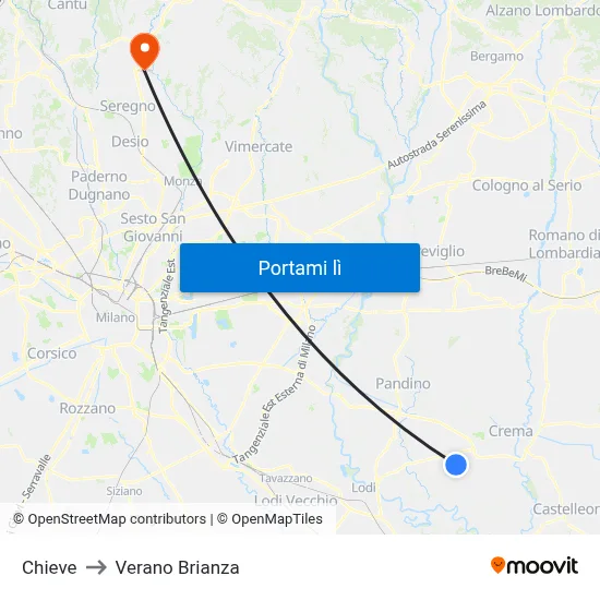 Chieve to Verano Brianza map