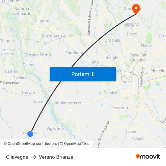 Cilavegna to Verano Brianza map