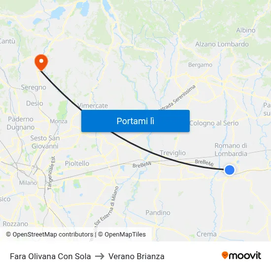 Fara Olivana Con Sola to Verano Brianza map