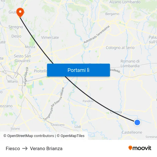 Fiesco to Verano Brianza map