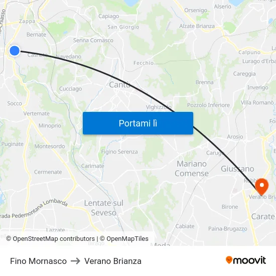 Fino Mornasco to Verano Brianza map