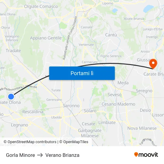 Gorla Minore to Verano Brianza map