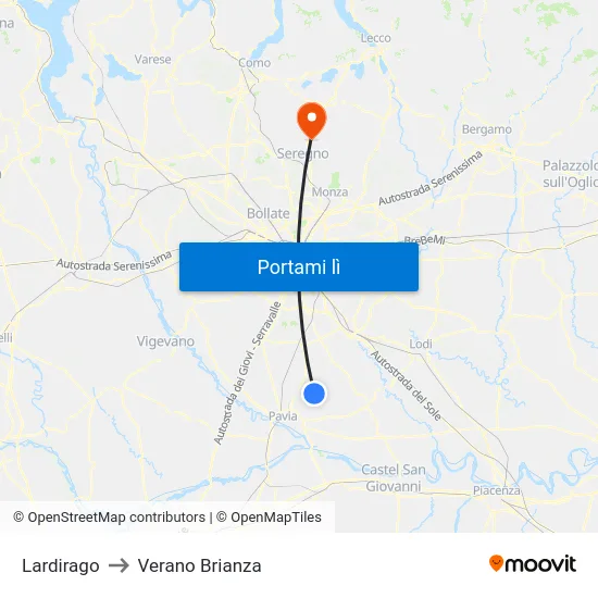 Lardirago to Verano Brianza map