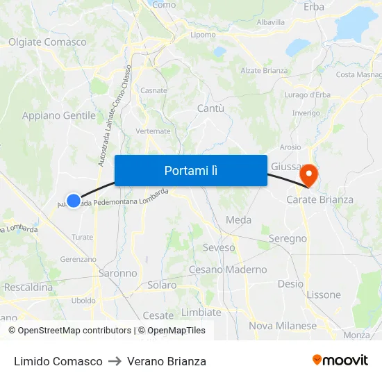 Limido Comasco to Verano Brianza map