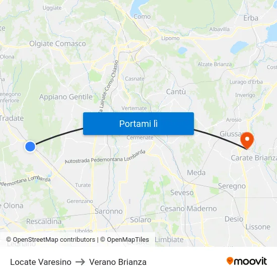 Locate Varesino to Verano Brianza map