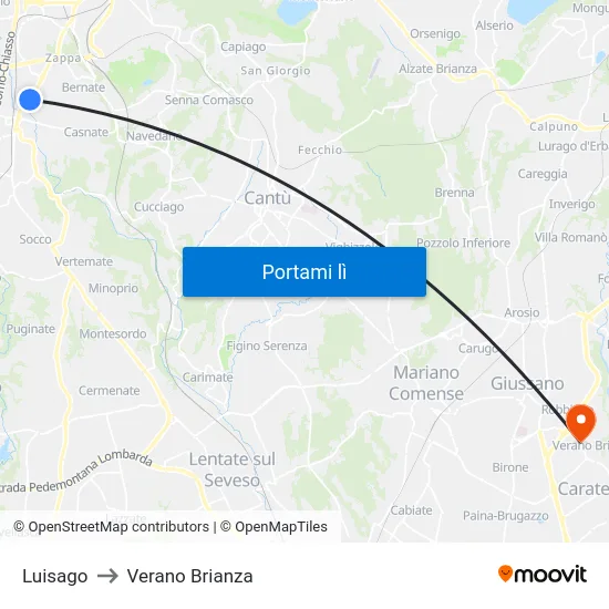 Luisago to Verano Brianza map