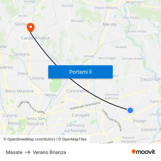Masate to Verano Brianza map