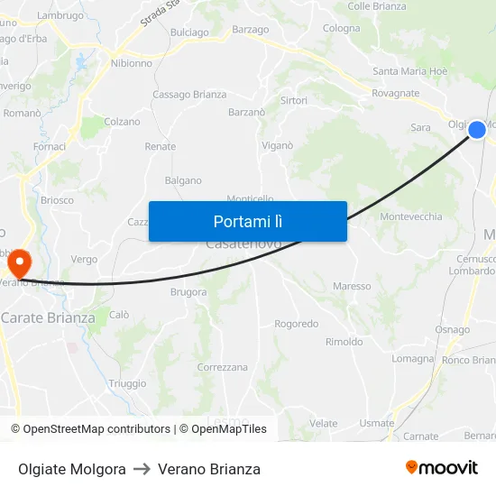 Olgiate Molgora to Verano Brianza map