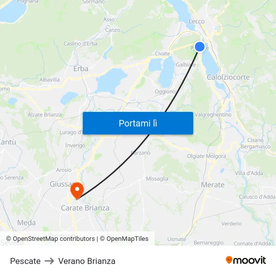 Pescate to Verano Brianza map