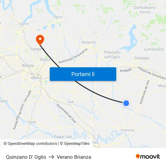 Quinzano D' Oglio to Verano Brianza map