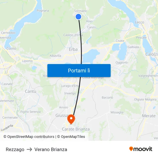 Rezzago to Verano Brianza map