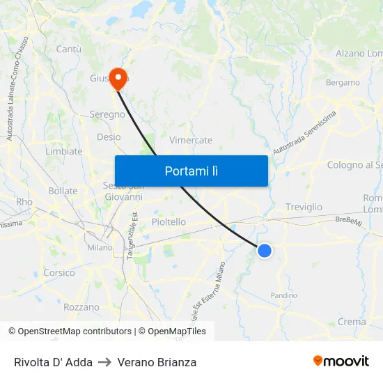 Rivolta D' Adda to Verano Brianza map