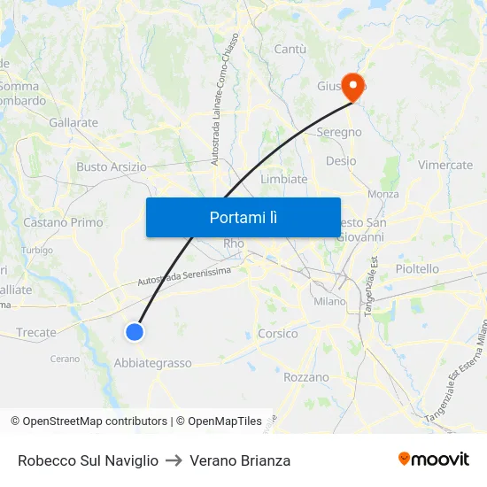 Robecco Sul Naviglio to Verano Brianza map