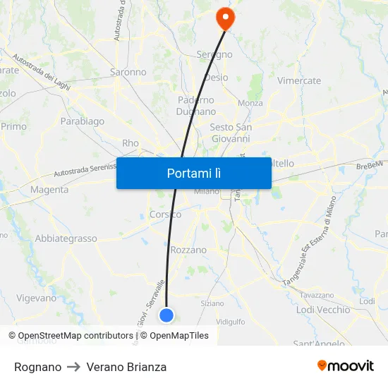 Rognano to Verano Brianza map
