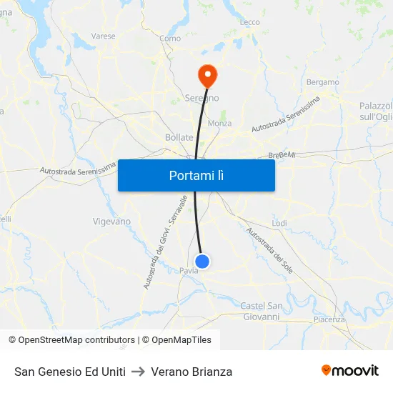 San Genesio Ed Uniti to Verano Brianza map