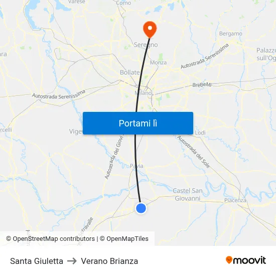 Santa Giuletta to Verano Brianza map