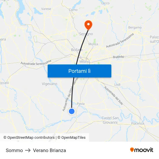Sommo to Verano Brianza map