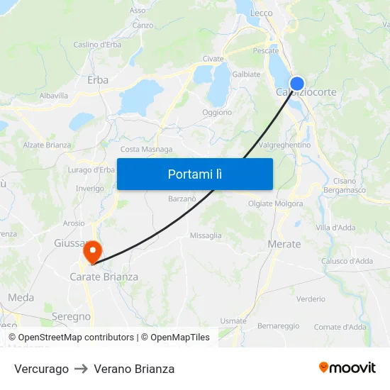 Vercurago to Verano Brianza map