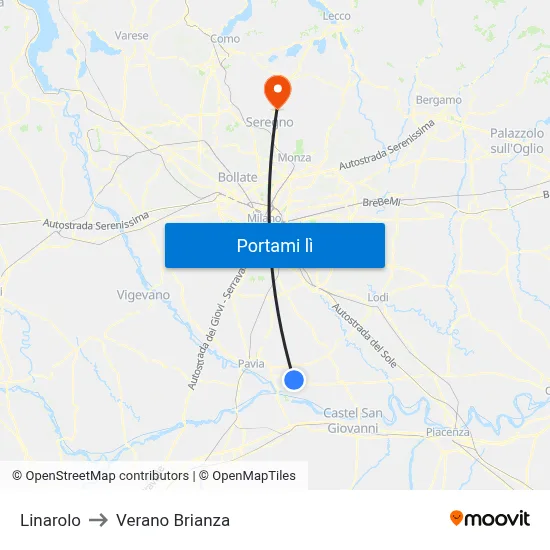 Linarolo to Verano Brianza map