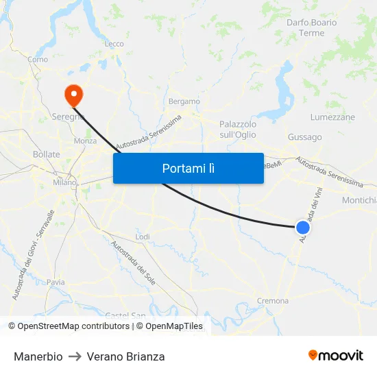 Manerbio to Verano Brianza map