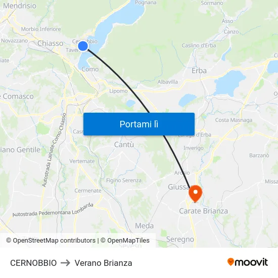 CERNOBBIO to Verano Brianza map