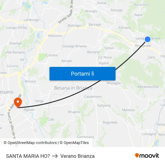 SANTA MARIA HO? to Verano Brianza map