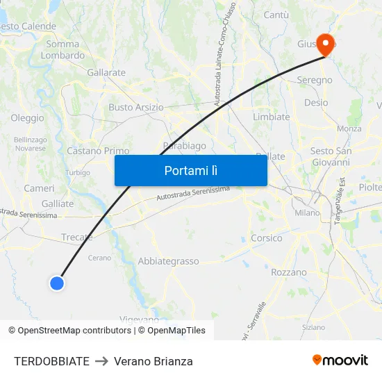 TERDOBBIATE to Verano Brianza map
