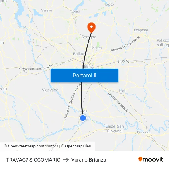 TRAVAC? SICCOMARIO to Verano Brianza map