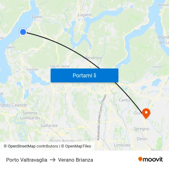 Porto Valtravaglia to Verano Brianza map