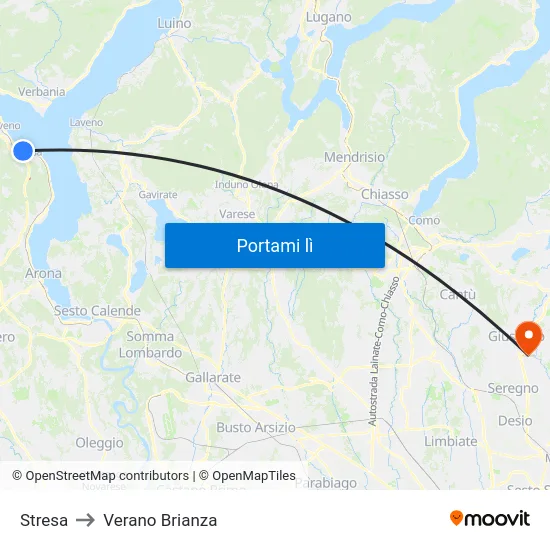Stresa to Verano Brianza map