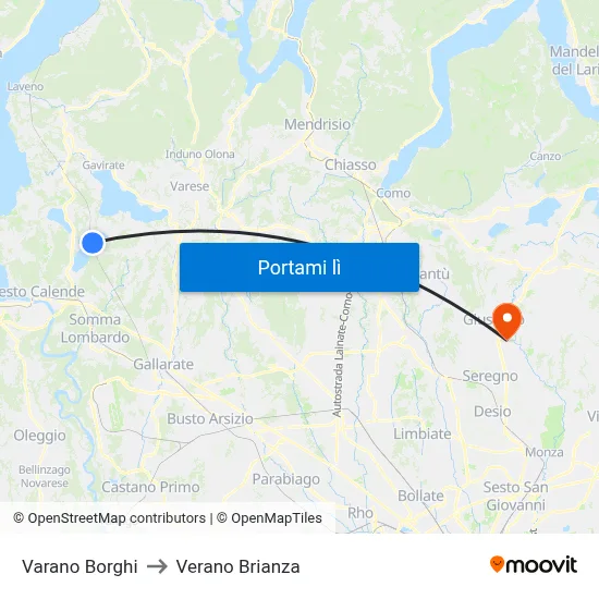 Varano Borghi to Verano Brianza map
