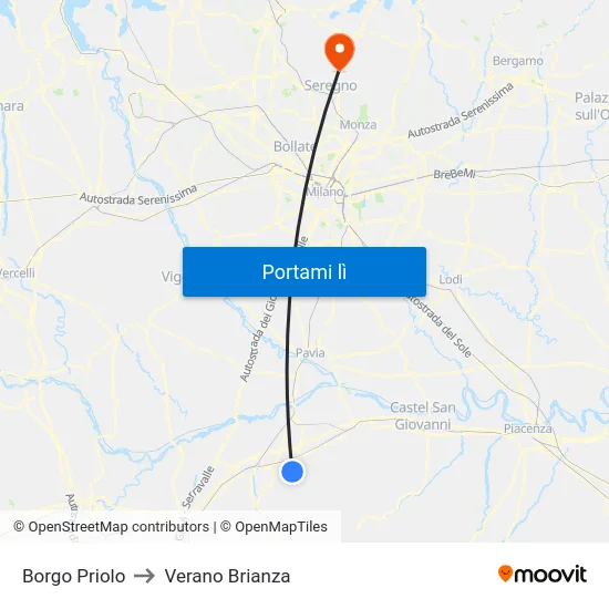 Borgo Priolo to Verano Brianza map