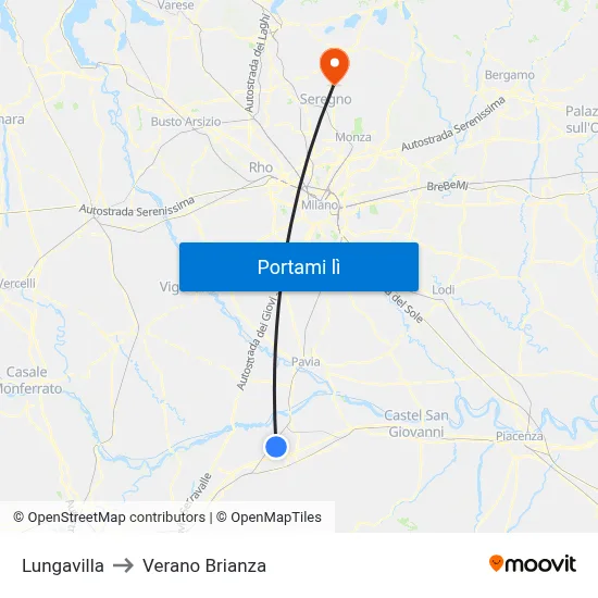 Lungavilla to Verano Brianza map