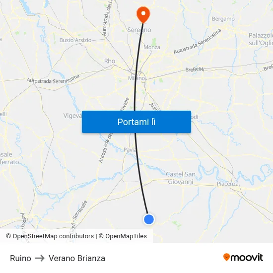 Ruino to Verano Brianza map