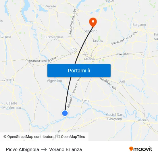 Pieve Albignola to Verano Brianza map