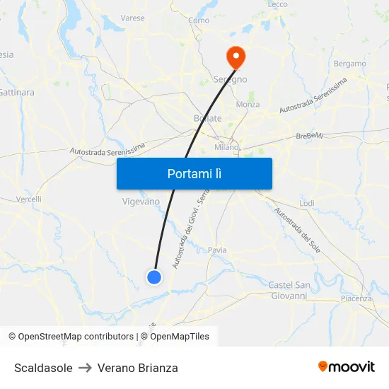 Scaldasole to Verano Brianza map