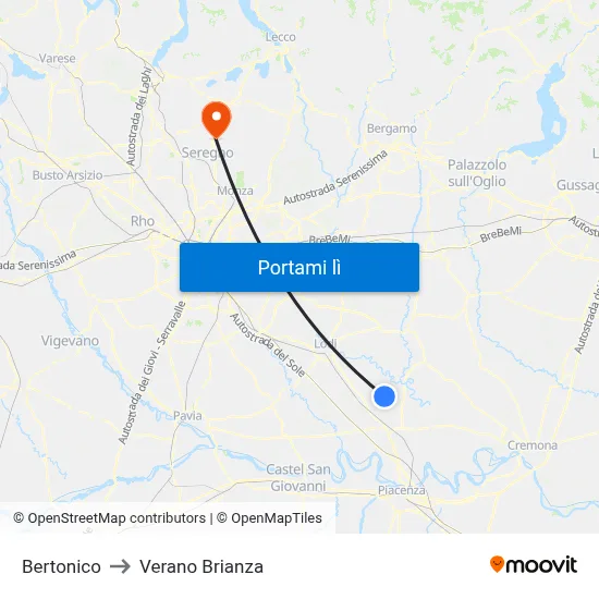 Bertonico to Verano Brianza map