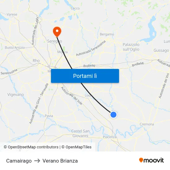 Camairago to Verano Brianza map